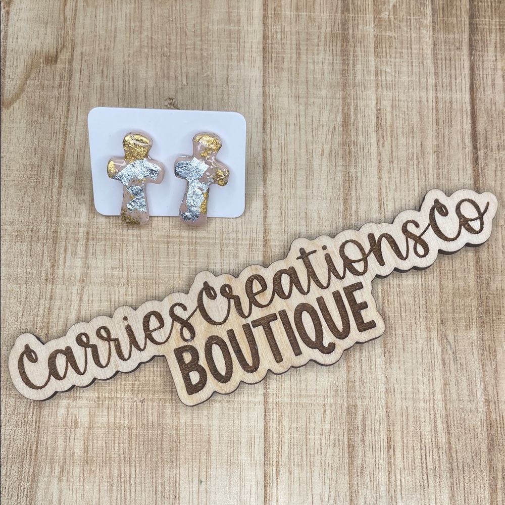 Gold & Silver Cross Stud Earrings